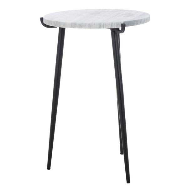 Safavieh Hesse Marble Side Table – Elegant Grey Marble Top With Black Metal Legs For Modern Spaces & Decor ACC3732A