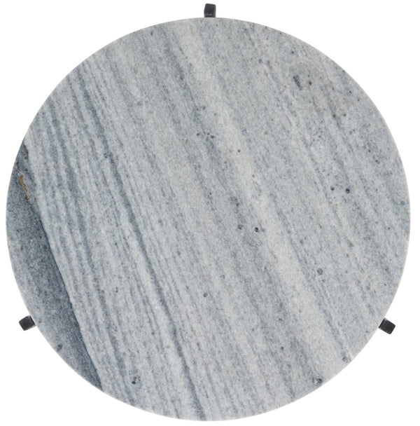 Safavieh Hesse Marble Side Table – Elegant Grey Marble Top With Black Metal Legs For Modern Spaces & Decor ACC3732A