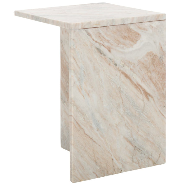 Safavieh Udo Marble Side Table - Elegant T-Shaped Design, Genuine Grey-Brown Stone For Modern Decor Style ACC3734A