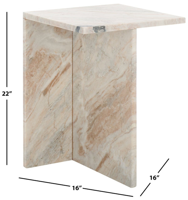 Safavieh Udo Marble Side Table - Elegant T-Shaped Design, Genuine Grey-Brown Stone For Modern Decor Style ACC3734A
