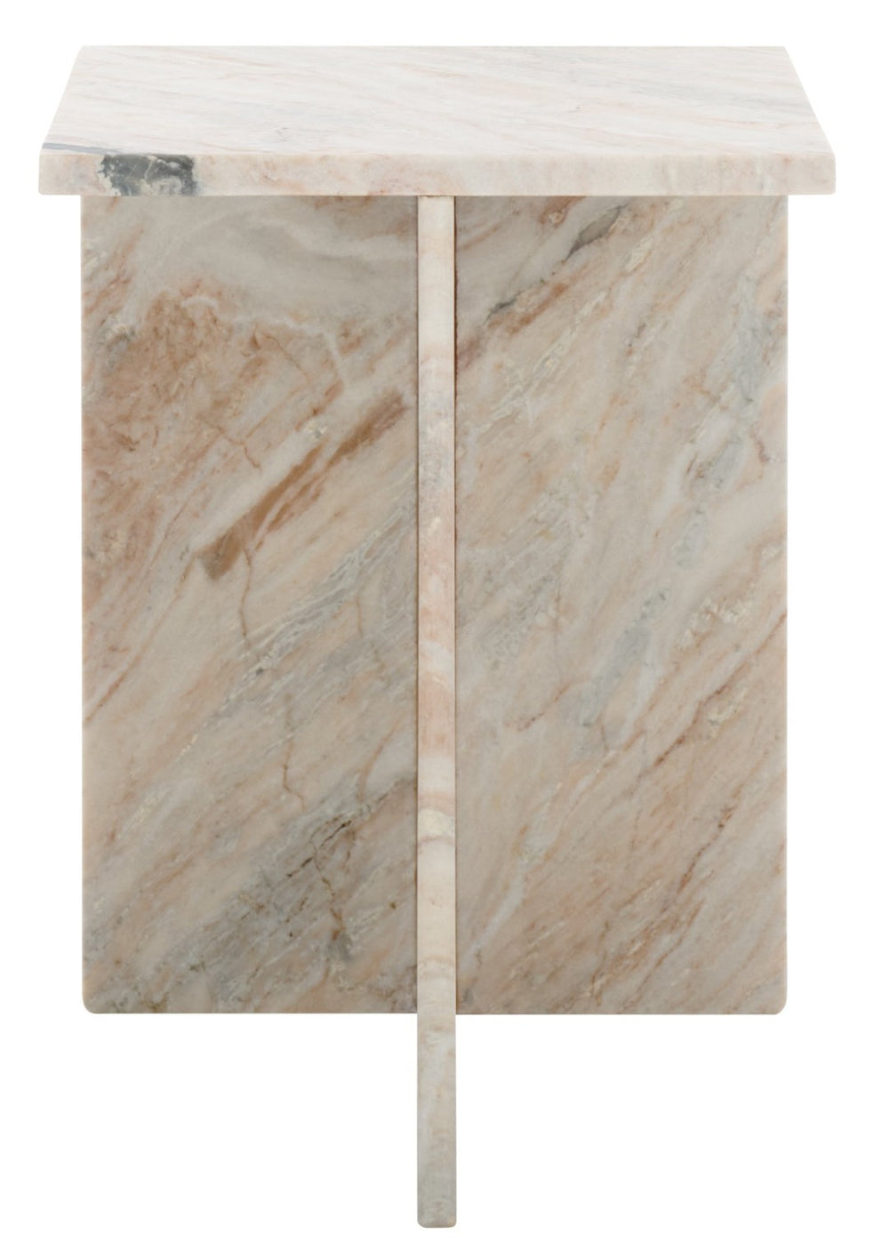 Safavieh Udo Marble Side Table - Elegant T-Shaped Design, Genuine Grey-Brown Stone For Modern Decor Style ACC3734A