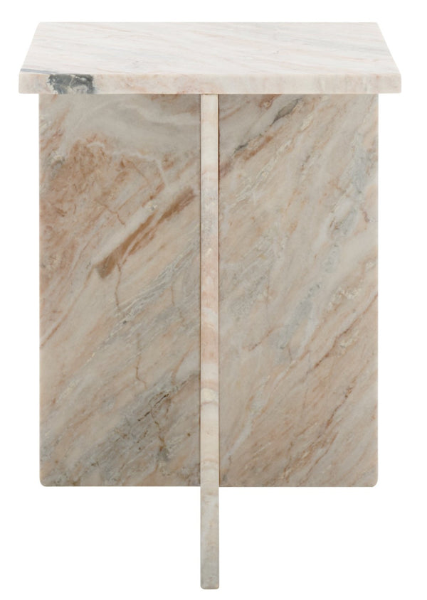 Safavieh Udo Marble Side Table - Elegant T-Shaped Design, Genuine Grey-Brown Stone For Modern Decor Style ACC3734A