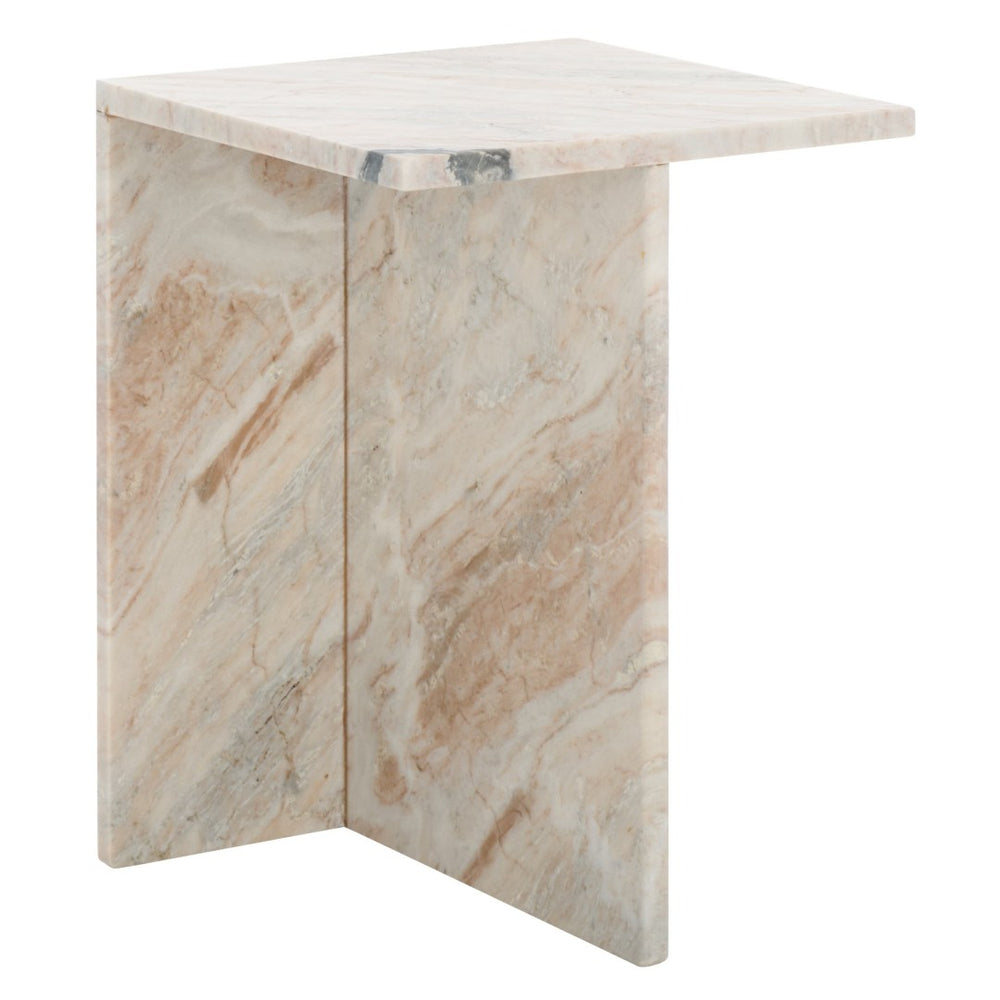 Safavieh Udo Marble Side Table - Elegant T-Shaped Design, Genuine Grey-Brown Stone For Modern Decor Style ACC3734A
