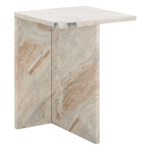 Safavieh Udo Marble Side Table - Elegant T-Shaped Design, Genuine Grey-Brown Stone For Modern Decor Style ACC3734A