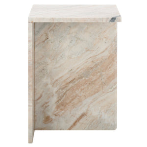 Safavieh Udo Marble Side Table - Elegant T-Shaped Design, Genuine Grey-Brown Stone For Modern Decor Style ACC3734A