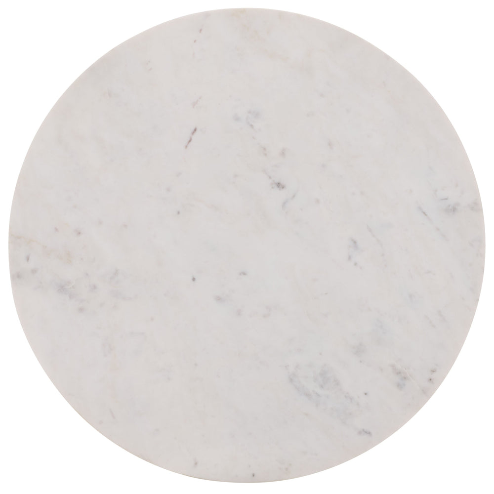 Safavieh Kappie Round Accent Table - Elegant Marble Top With Mango Wood Base For Timeless Home Decor Style White ,Dark Brown Marble And Mango Wood Acc3738b