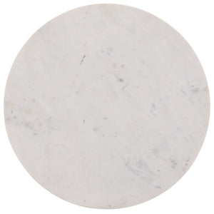 Safavieh Kappie Round Accent Table - Elegant Marble Top With Mango Wood Base For Timeless Home Decor Style White ,Natural Marble And Mango Wood Acc3738a