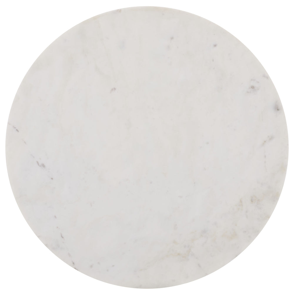 Safavieh Kappie Round Accent Table - Elegant Marble Top With Mango Wood Base For Timeless Home Decor Style White ,Dark Brown Marble And Mango Wood Acc3738b