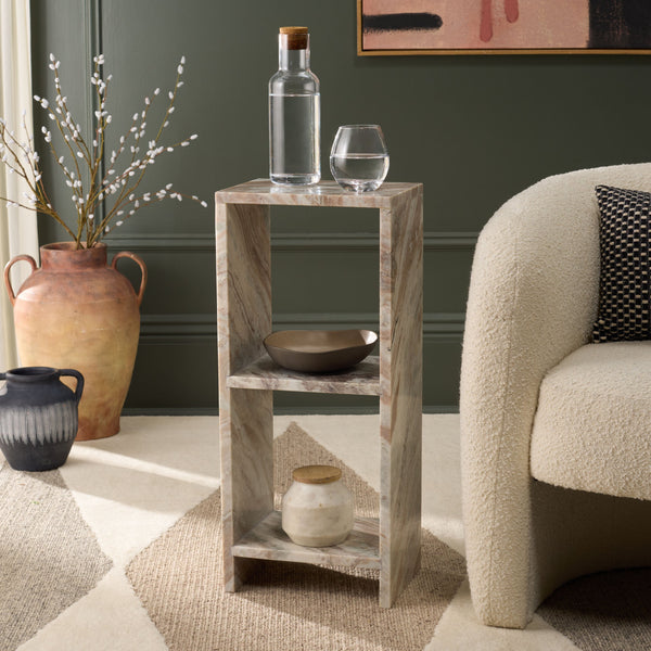 Safavieh Tristin Marble Side Table - Luxurious Brown & Grey Marble Design For Elegant Home Décor Upgrade Brown ,Grey Solid Brown Torrento Marble Acc3743a