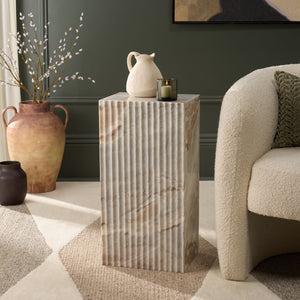 Safavieh Abriana Marble Side Table - Elegant Brown & Grey Accent For Luxurious Home Décor And Style Brown ,Grey Solid Brown Torrento Marble Acc3744a