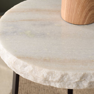 Safavieh Elenore Marble Side Table - Luxurious Cream Top With Elegant Black Legs For Stylish Home Décor Cream ,Black Solid White Rajnagar Marble Acc3745a