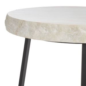 Safavieh Elenore Marble Side Table - Luxurious Cream Top With Elegant Black Legs For Stylish Home Décor Cream ,Black Solid White Rajnagar Marble Acc3745a