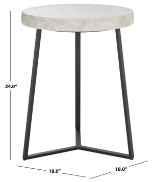 Safavieh Elenore Marble Side Table - Luxurious Cream Top With Elegant Black Legs For Stylish Home Décor Cream ,Black Solid White Rajnagar Marble Acc3745a