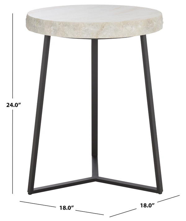 Safavieh Elenore Marble Side Table - Luxurious Cream Top With Elegant Black Legs For Stylish Home Décor Cream ,Black Solid White Rajnagar Marble Acc3745a