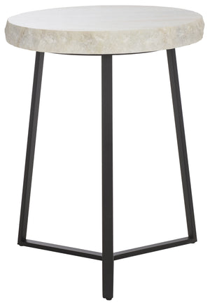 Safavieh Elenore Marble Side Table - Luxurious Cream Top With Elegant Black Legs For Stylish Home Décor Cream ,Black Solid White Rajnagar Marble Acc3745a
