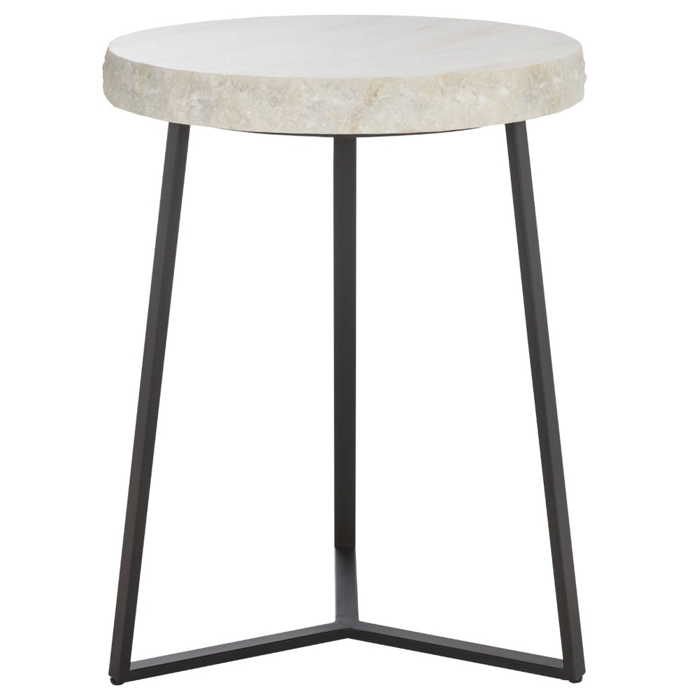 Safavieh Elenore Marble Side Table - Elegant Cream Top With Unique Veining & Modern Black Legs For Living Spaces ACC3745A