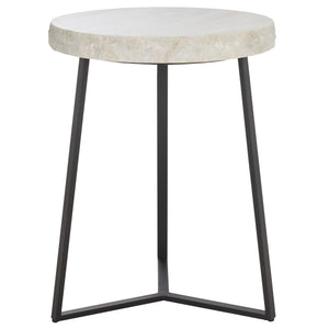 Safavieh Elenore Marble Side Table - Luxurious Cream Top With Elegant Black Legs For Stylish Home Décor Cream ,Black Solid White Rajnagar Marble Acc3745a