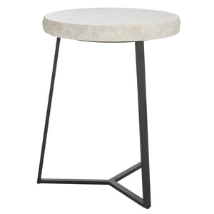 Safavieh Elenore Marble Side Table - Luxurious Cream Top With Elegant Black Legs For Stylish Home Décor Cream ,Black Solid White Rajnagar Marble Acc3745a