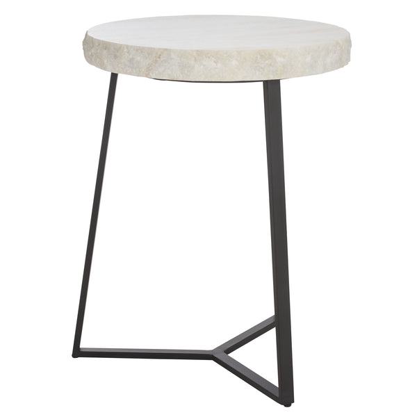 Safavieh Elenore Marble Side Table - Luxurious Cream Top With Elegant Black Legs For Stylish Home Décor Cream ,Black Solid White Rajnagar Marble Acc3745a