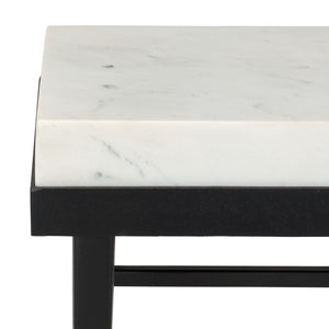 Safavieh Eldin Marble Side Table - Elegant Cream Top & Sleek Black Legs For Luxurious Home Décor Upgrade Cream ,Black Solid White Marble Acc3746a