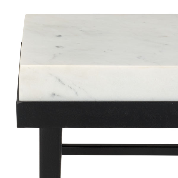 Safavieh Eldin Marble Side Table - Elegant Cream Top & Sleek Black Legs For Luxurious Home Décor Upgrade Cream ,Black Solid White Marble Acc3746a
