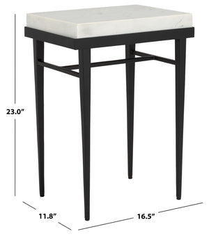 Safavieh Eldin Marble Side Table - Elegant Cream Top & Sleek Black Legs For Luxurious Home Décor Upgrade Cream ,Black Solid White Marble Acc3746a