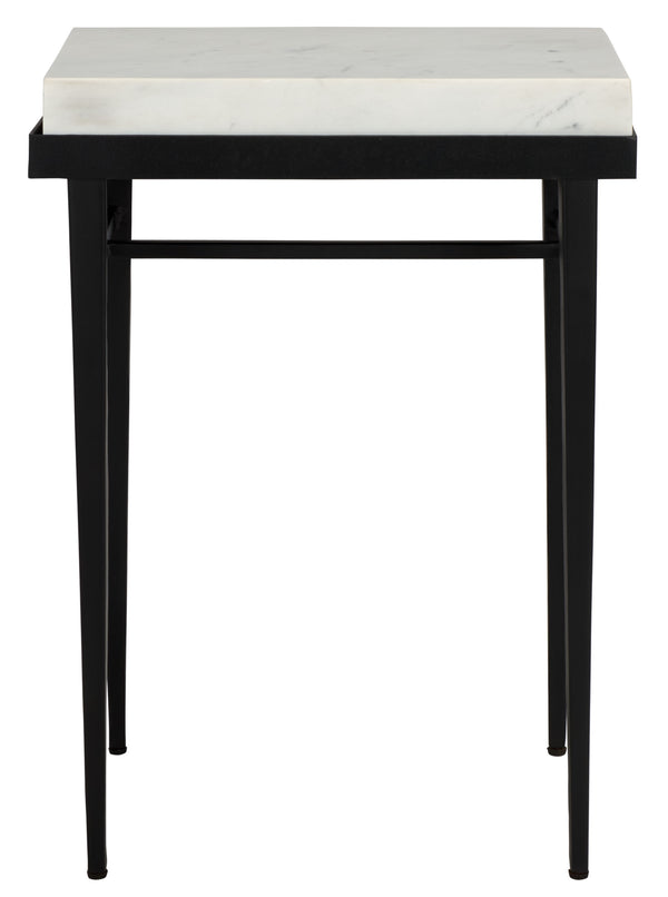 Safavieh Eldin Marble Side Table - Elegant Cream Top & Sleek Black Legs For Luxurious Home Décor Upgrade Cream ,Black Solid White Marble Acc3746a