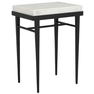 Safavieh Eldin Marble Side Table - Elegant Cream Top & Sleek Black Legs For Luxurious Home Décor Upgrade Cream ,Black Solid White Marble Acc3746a
