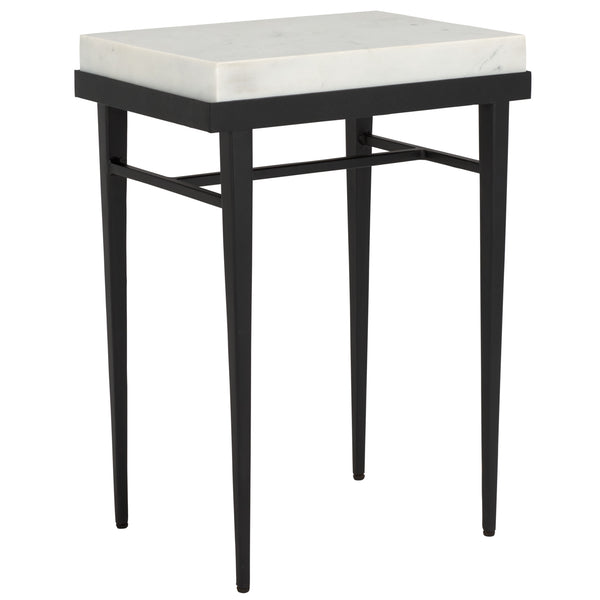 Safavieh Eldin Marble Side Table - Elegant Cream Top & Sleek Black Legs For Luxurious Home Décor Upgrade Cream ,Black Solid White Marble Acc3746a