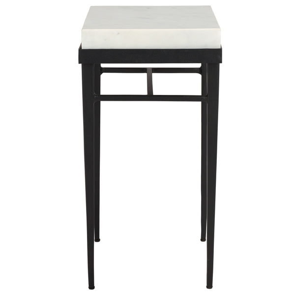 Safavieh Eldin Marble Side Table - Elegant Cream Top & Sleek Black Legs For Luxurious Home Décor Upgrade Cream ,Black Solid White Marble Acc3746a