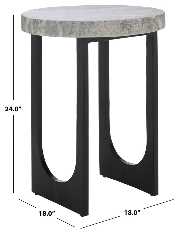 Safavieh Marasu Marble Side Table - Elegant Green & Grey Top With Sleek Black Legs For Luxurious Decor Green Grey ,Black Solid Greenish Grey Marble Acc3747a