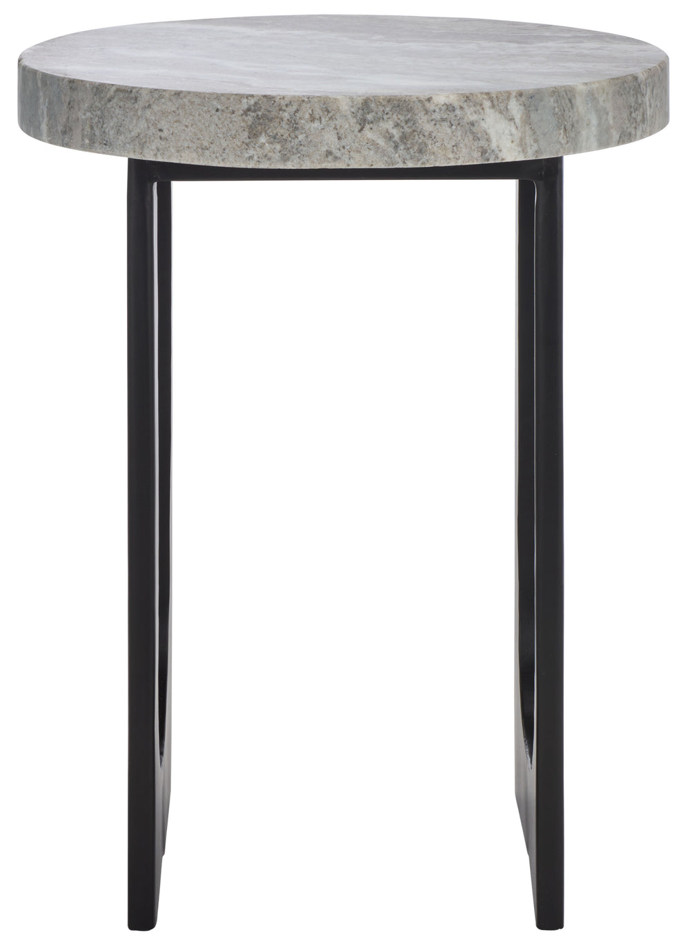 Safavieh Marasu Marble Side Table - Elegant Green & Grey Top With Sleek Black Legs For Luxurious Decor Green Grey ,Black Solid Greenish Grey Marble Acc3747a
