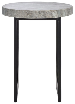 Safavieh Marasu Marble Side Table - Elegant Green & Grey Top With Sleek Black Legs For Luxurious Decor Green Grey ,Black Solid Greenish Grey Marble Acc3747a