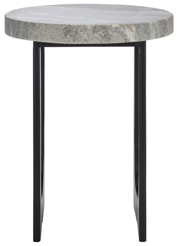 Safavieh Marasu Marble Side Table - Elegant Green & Grey Top With Sleek Black Legs For Luxurious Decor Green Grey ,Black Solid Greenish Grey Marble Acc3747a