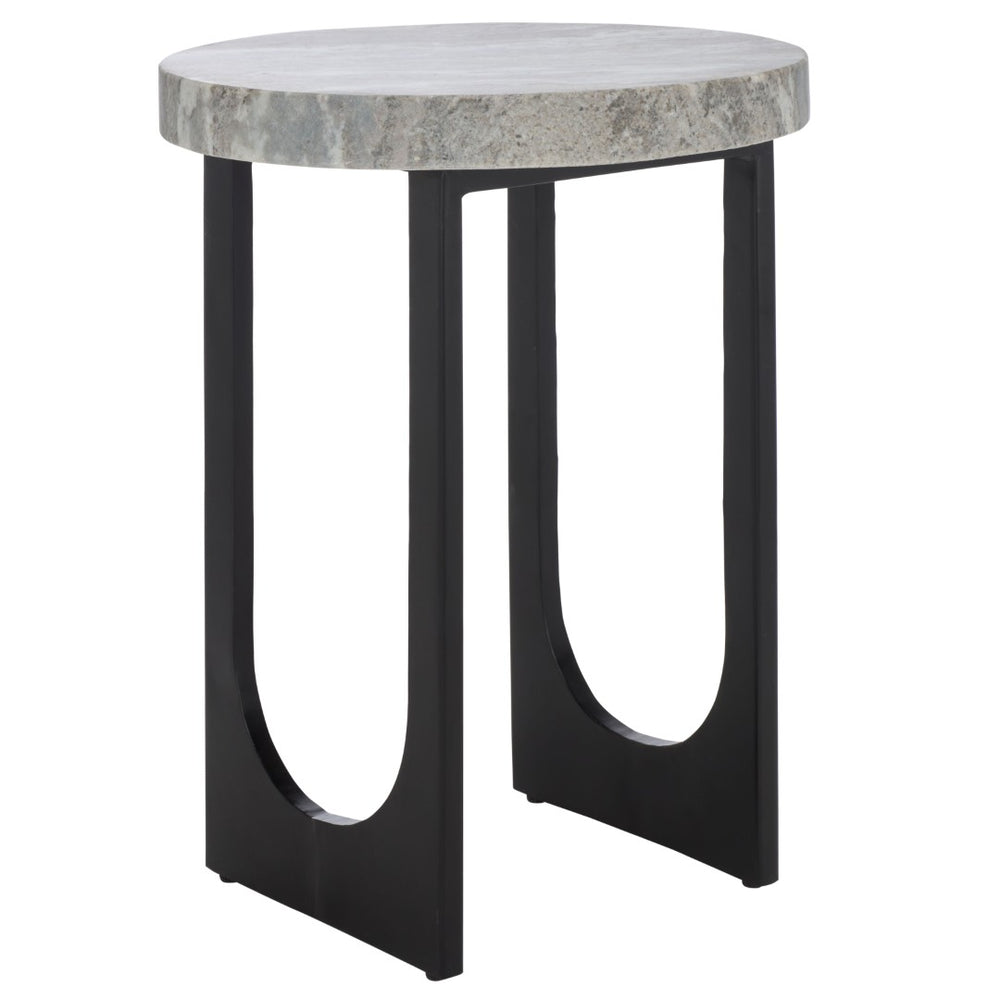 Safavieh Marasu Marble Side Table - Stylish Green & Grey Accent Table With Black Legs For Modern Interiors ACC3747A