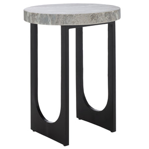 Safavieh Marasu Marble Side Table - Elegant Green & Grey Top With Sleek Black Legs For Luxurious Decor Green Grey ,Black Solid Greenish Grey Marble Acc3747a