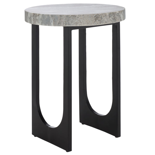 Safavieh Marasu Marble Side Table - Elegant Green & Grey Top With Sleek Black Legs For Luxurious Decor Green Grey ,Black Solid Greenish Grey Marble Acc3747a