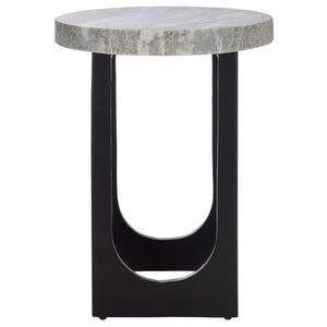 Safavieh Marasu Marble Side Table - Elegant Green & Grey Top With Sleek Black Legs For Luxurious Decor Green Grey ,Black Solid Greenish Grey Marble Acc3747a