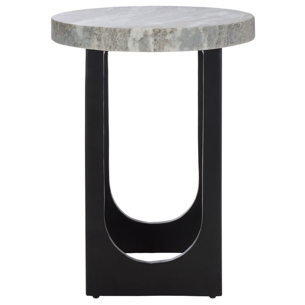 Safavieh Marasu Marble Side Table - Elegant Green & Grey Top With Sleek Black Legs For Luxurious Decor Green Grey ,Black Solid Greenish Grey Marble Acc3747a