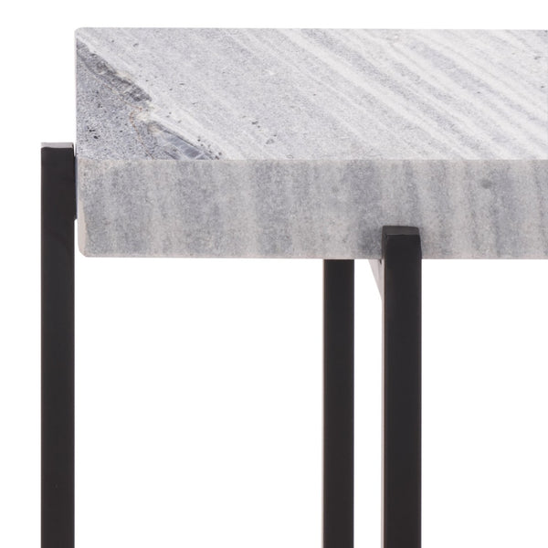 Safavieh Aloha Marble Side Table – Elegant Grey And Black Accent Table For Living Room Or Bedroom Decor ACC3748A