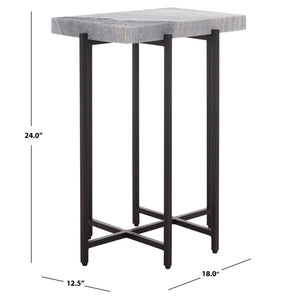 Safavieh Aloha Marble Side Table – Elegant Grey And Black Accent Table For Living Room Or Bedroom Decor ACC3748A