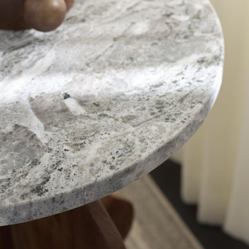 Safavieh Galih Marble Side Table - Elegant Grey & Dark Brown Accent For Modern Living Room & Bedroom Decor  Wood,Marble & Mdf Acc3754a