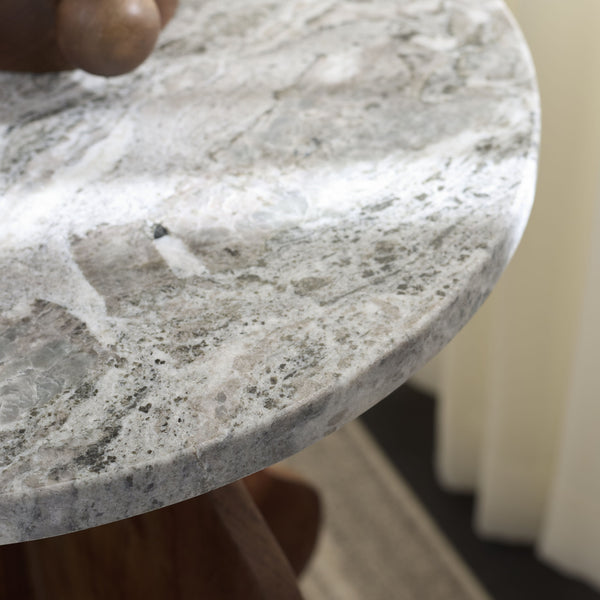 Safavieh Galih Marble Side Table - Elegant Grey & Dark Brown Accent For Modern Living Room & Bedroom Decor  Wood,Marble & Mdf Acc3754a