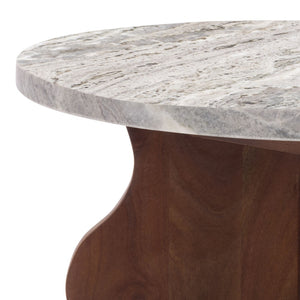 Safavieh Galih Elegant Marble Side Table With Solid Acacia Wood Base – Versatile Accent For Any Room ACC3754A