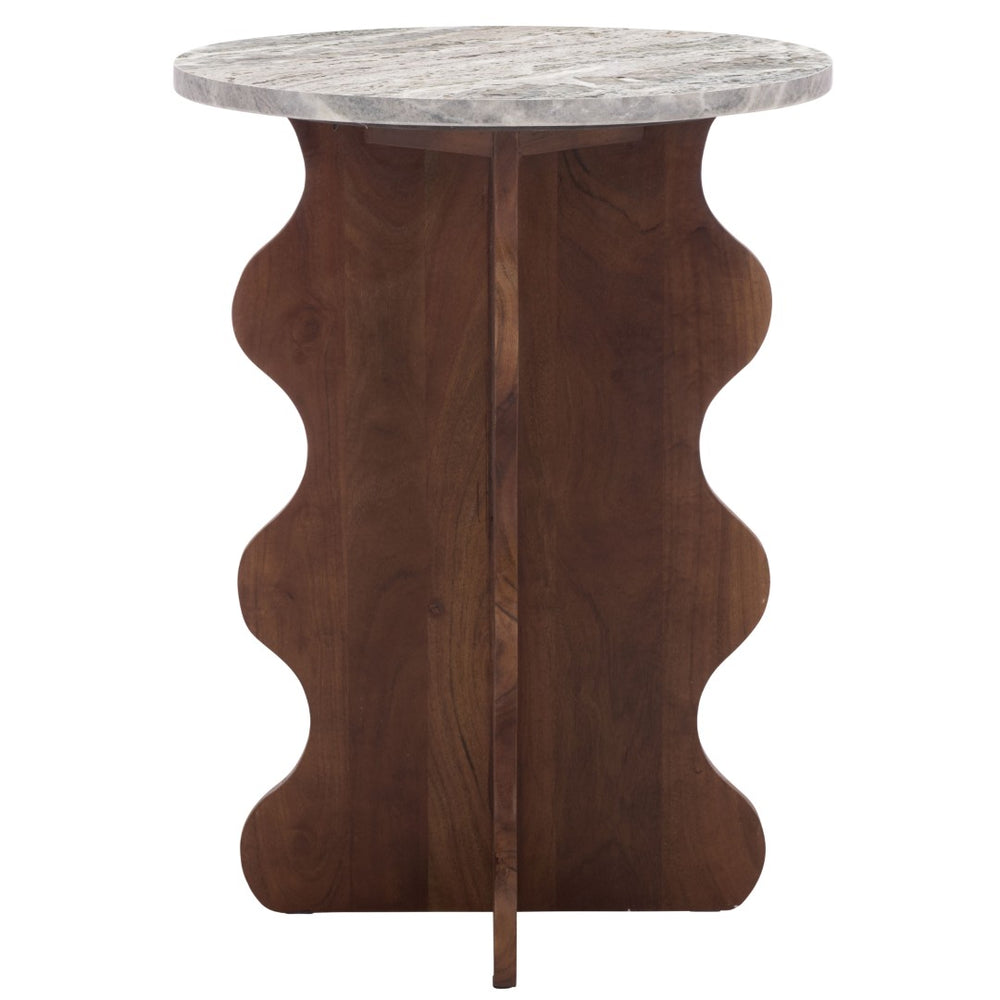 Safavieh Galih Elegant Marble Side Table With Solid Acacia Wood Base – Versatile Accent For Any Room ACC3754A