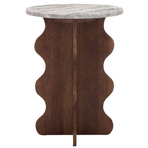 Safavieh Galih Elegant Marble Side Table With Solid Acacia Wood Base – Versatile Accent For Any Room ACC3754A