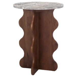 Safavieh Galih Elegant Marble Side Table With Solid Acacia Wood Base – Versatile Accent For Any Room ACC3754A