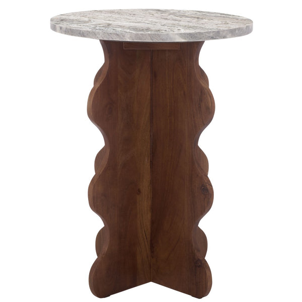 Safavieh Galih Elegant Marble Side Table With Solid Acacia Wood Base – Versatile Accent For Any Room ACC3754A