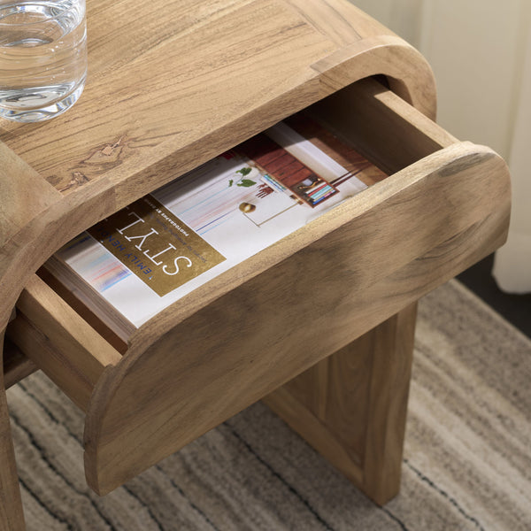 Safavieh Amaki Side Table In Natural Finish - Stylish Wooden Accent For Living Room & Bedroom Decor Natural Acacia Wood Acc3755a