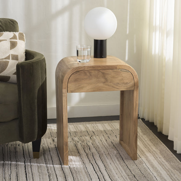 Safavieh Amaki Side Table In Natural Finish - Stylish Wooden Accent For Living Room & Bedroom Decor Natural Acacia Wood Acc3755a